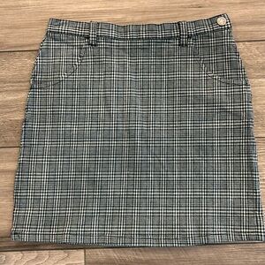 Calvin Klein jeans mini skirt blue, cream, grey plaid.